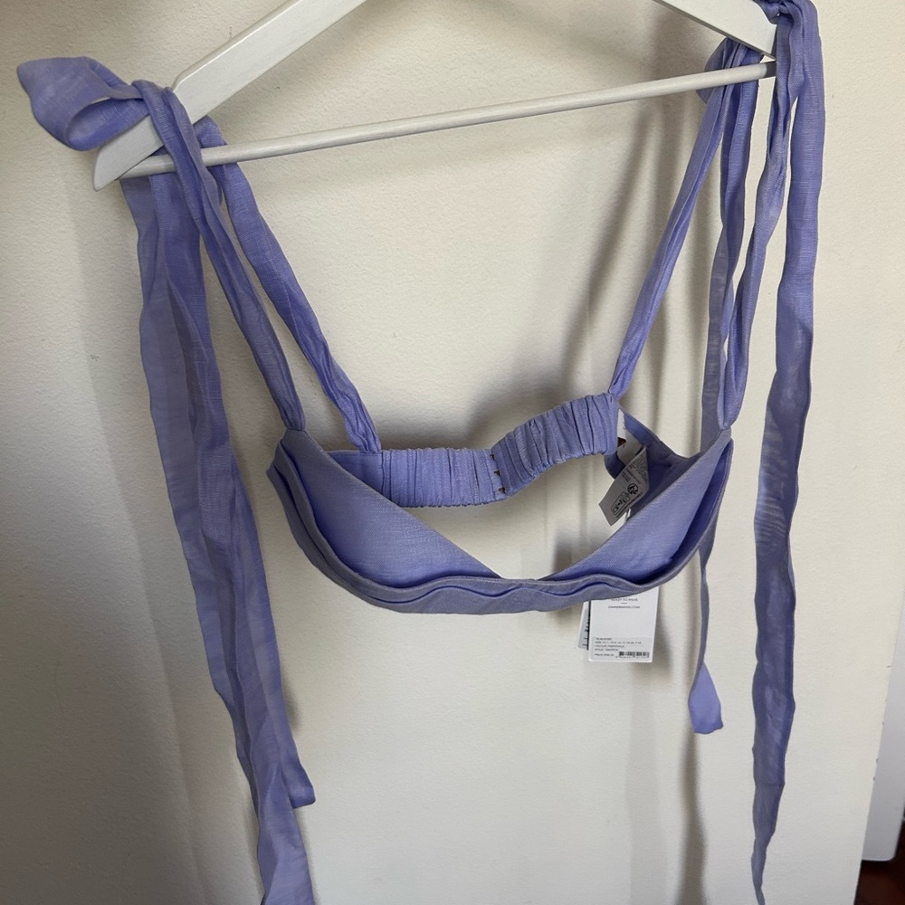 NWT Zimmermann Bow Tie Straps Linen & Silk Bustier Crop Top in Periwinkle 1 US6 - Picture 6 of 17